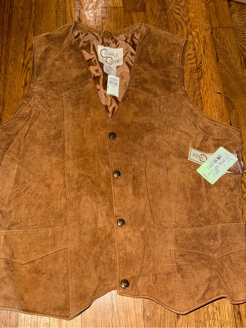 Cripple Creek Men’s Brown Leather Button Vest